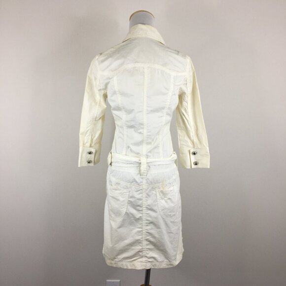 COMME CA ISM Ivory Belted 3/4-Long Sleeve Button Dress - Picture 10 of 16